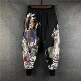 Fashion Men Harem Joggers Patchwork Elastic Drawstring Street Hip Hop Pants Printed Japanese Streetwear Harajuku