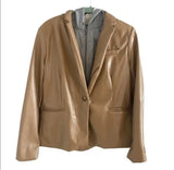 Rachel Zoe Faux Leather Camel Blazer Hoodie Size L