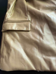 Rachel Zoe Faux Leather Camel Blazer Hoodie Size L